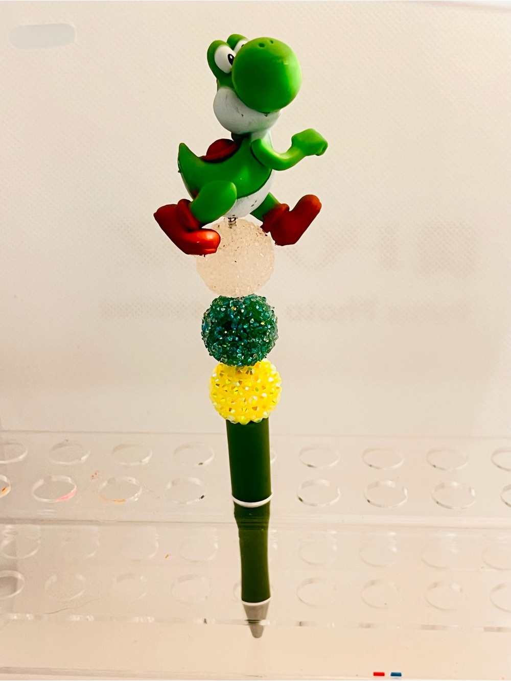 Green Yoshi Character Pen with Beaded Accent